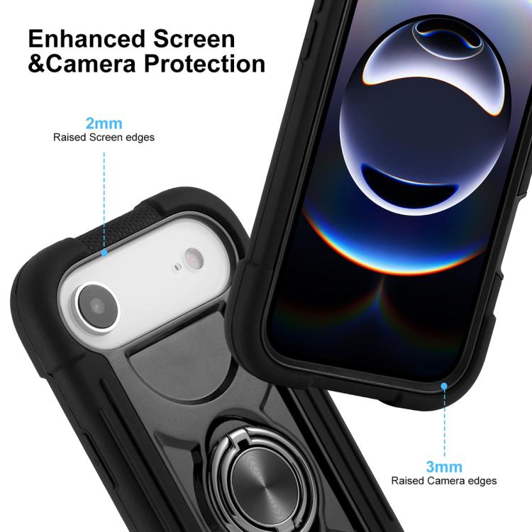 For iPhone Air Dual Ring 360 Degree Rotation Holder PC Hybrid Silicone Phone Case