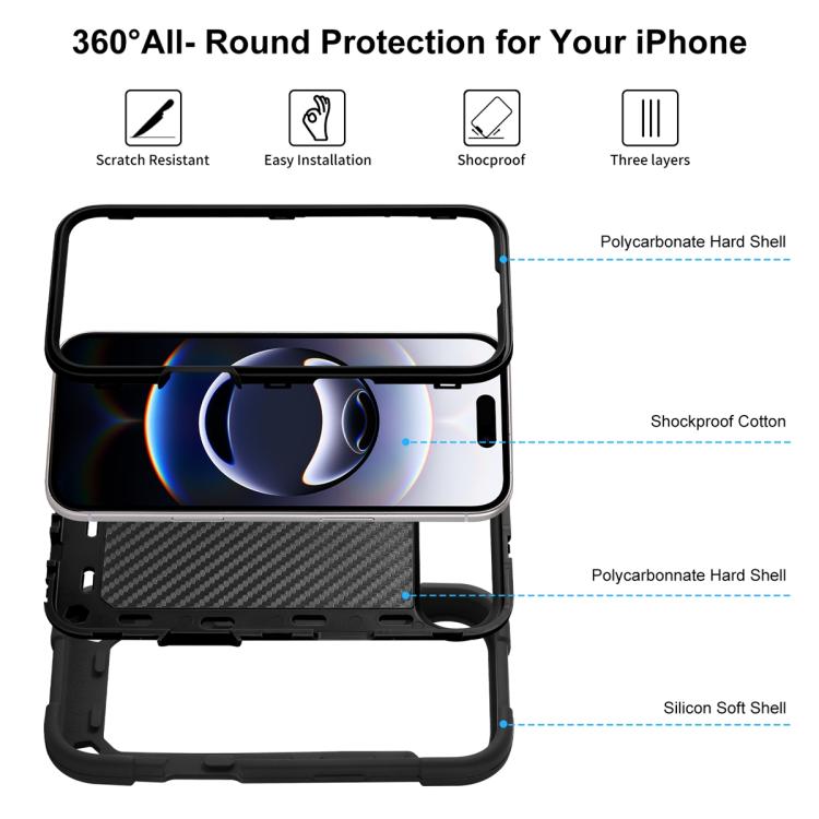 For iPhone Air Dual Ring 360 Degree Rotation Holder PC Hybrid Silicone Phone Case