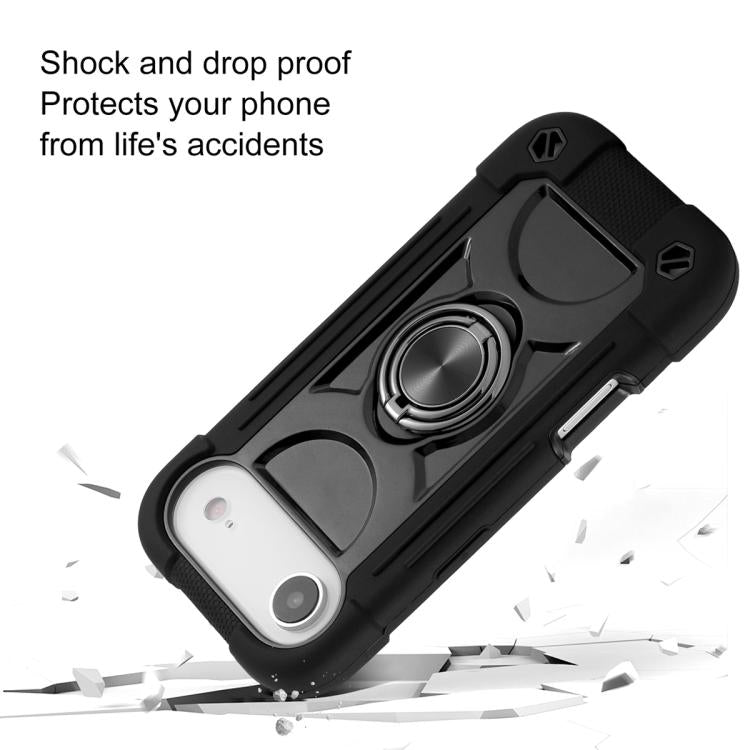 For iPhone Air Dual Ring 360 Degree Rotation Holder PC Hybrid Silicone Phone Case