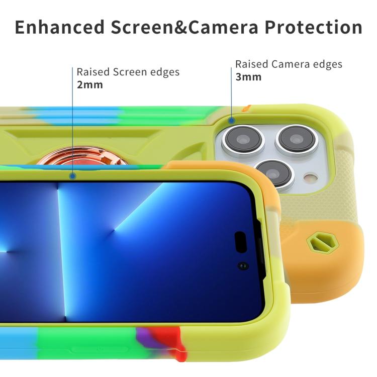 For iPhone 15 Dual Ring 360 Degree Rotation Holder PC Hybrid Silicone Phone Case