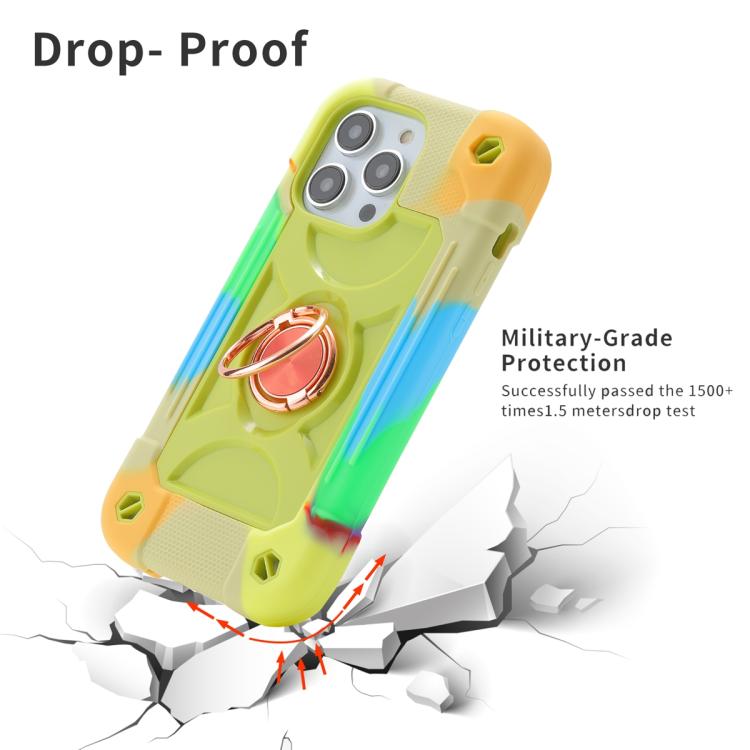 For iPhone 15 Dual Ring 360 Degree Rotation Holder PC Hybrid Silicone Phone Case
