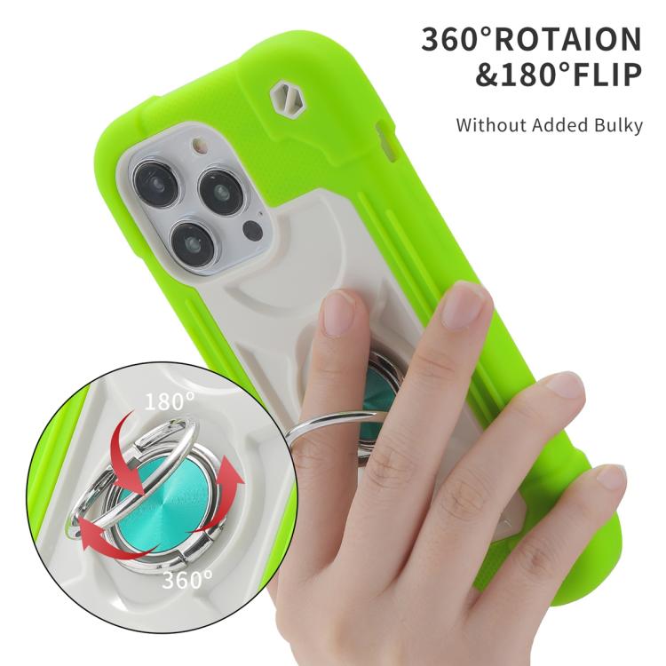 For iPhone 15 Dual Ring 360 Degree Rotation Holder PC Hybrid Silicone Phone Case
