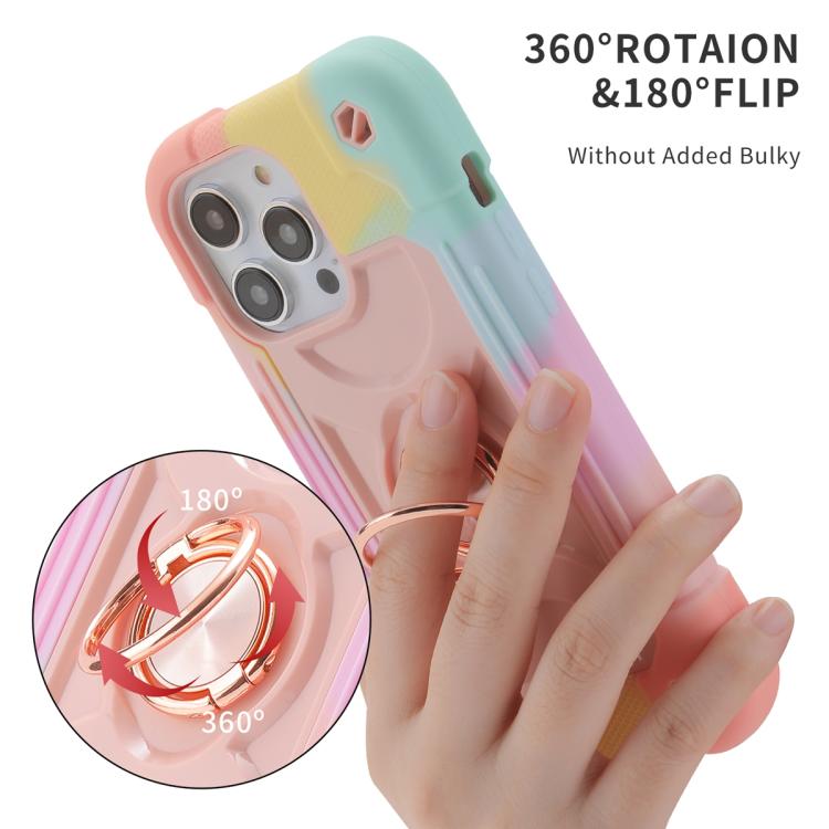 For iPhone 14 Plus Dual Ring 360 Degree Rotation Holder PC Hybrid Silicone Phone Case