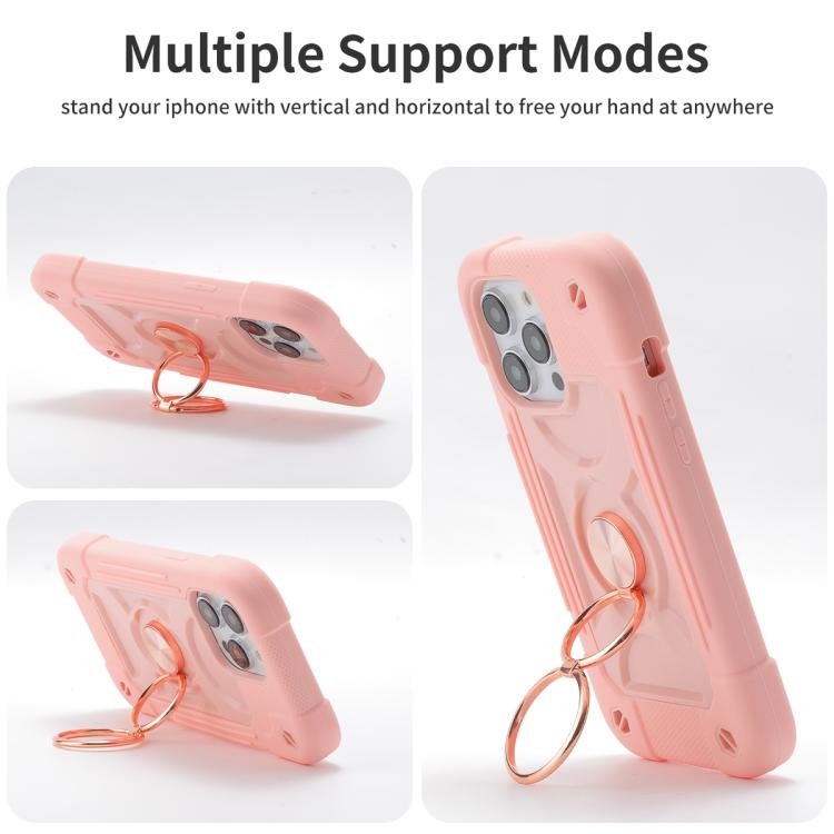 For iPhone 14 Plus Dual Ring 360 Degree Rotation Holder PC Hybrid Silicone Phone Case