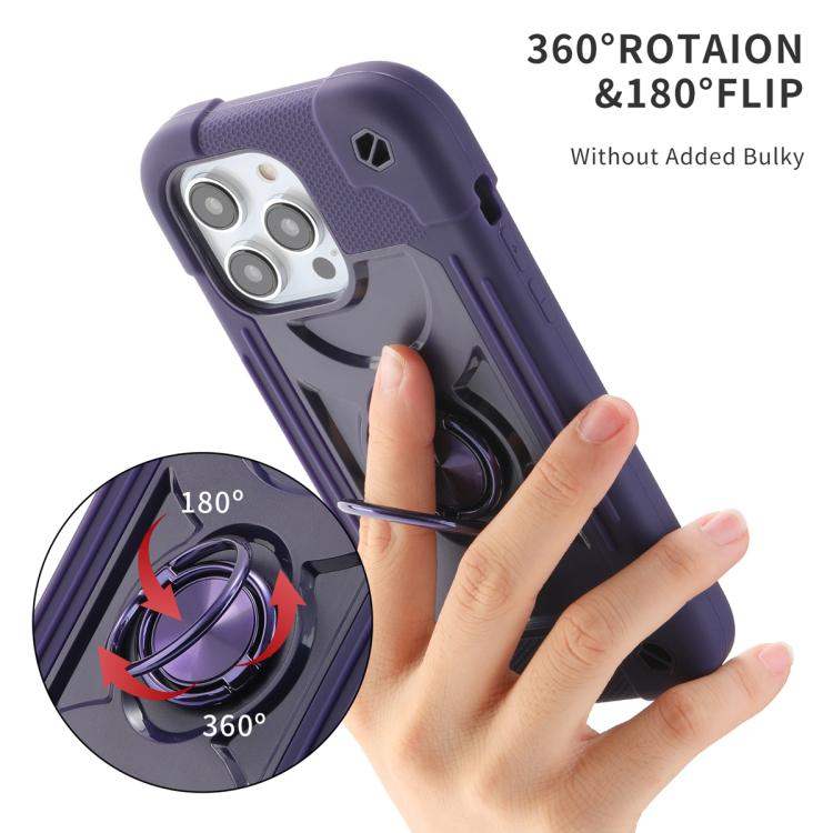 For iPhone 14 Plus Dual Ring 360 Degree Rotation Holder PC Hybrid Silicone Phone Case