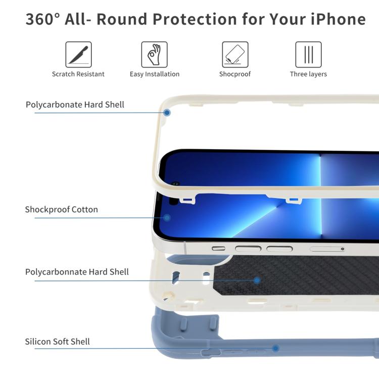 For iPhone 13 Pro Max Dual Ring 360 Degree Rotation Holder PC Hybrid Silicone Phone Case