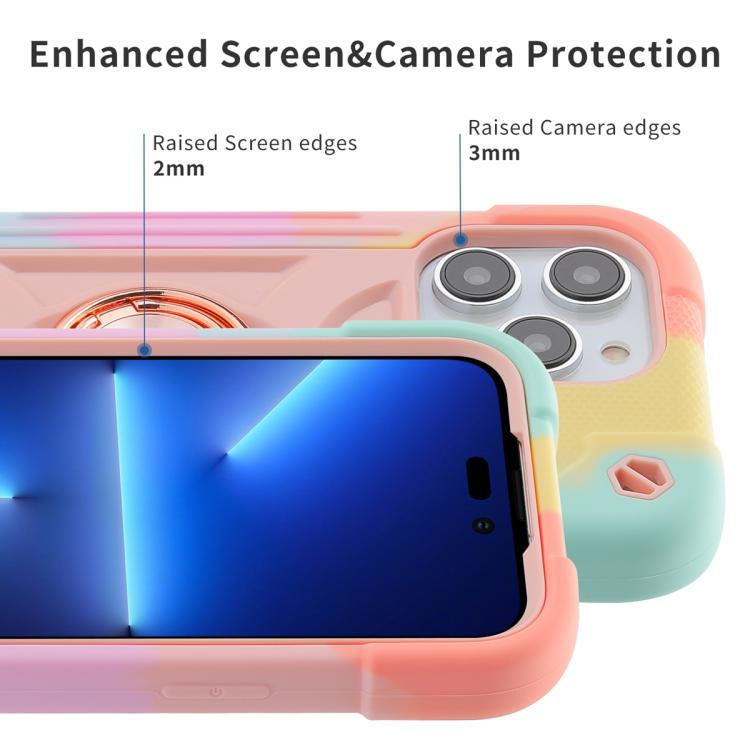 For iPhone 13 Dual Ring 360 Degree Rotation Holder PC Hybrid Silicone Phone Case
