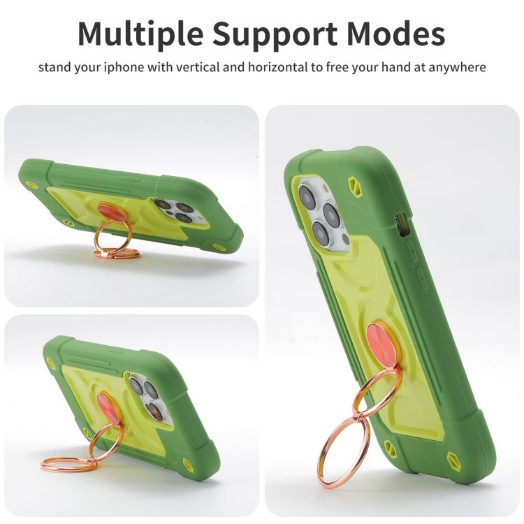 For iPhone 13 Dual Ring 360 Degree Rotation Holder PC Hybrid Silicone Phone Case