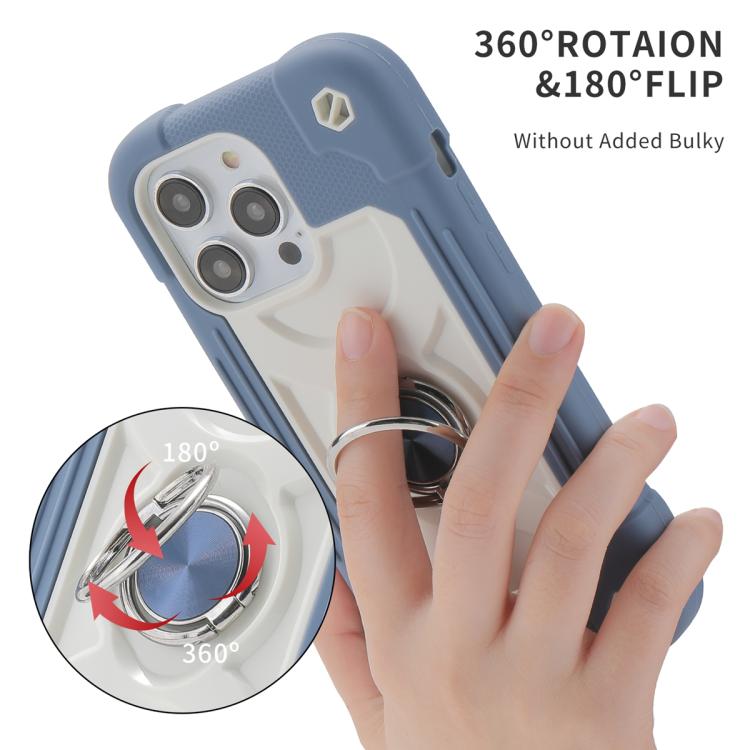For iPhone 13 Dual Ring 360 Degree Rotation Holder PC Hybrid Silicone Phone Case
