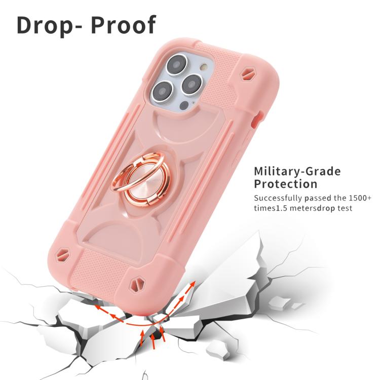 For iPhone 13 Dual Ring 360 Degree Rotation Holder PC Hybrid Silicone Phone Case