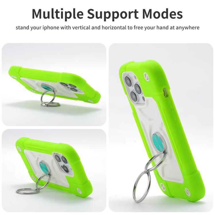 For iPhone 13 Dual Ring 360 Degree Rotation Holder PC Hybrid Silicone Phone Case