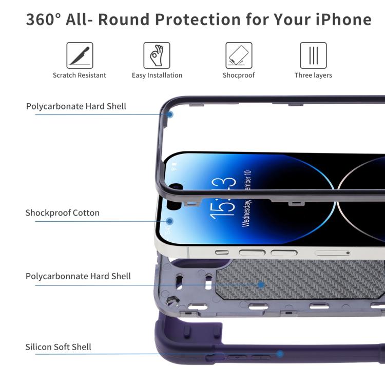 For iPhone 13 Dual Ring 360 Degree Rotation Holder PC Hybrid Silicone Phone Case