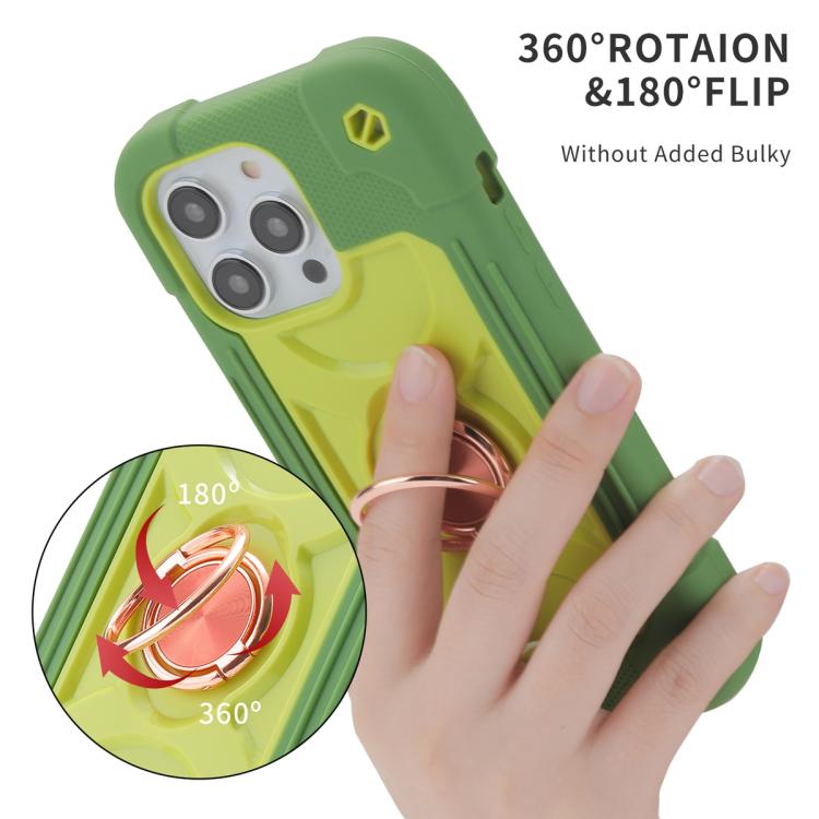 For iPhone 12 Pro Max Dual Ring 360 Degree Rotation Holder PC Hybrid Silicone Phone Case