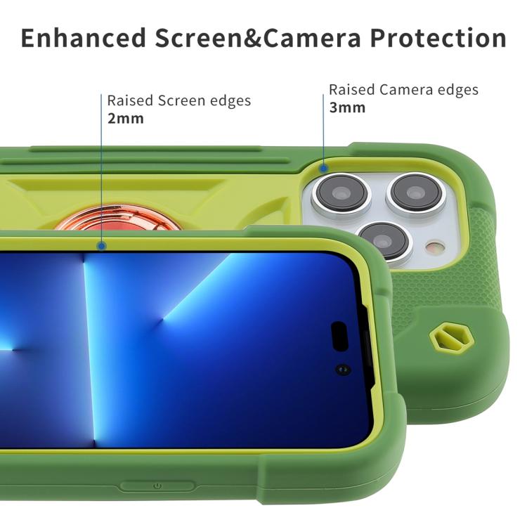 For iPhone 12 Pro Max Dual Ring 360 Degree Rotation Holder PC Hybrid Silicone Phone Case