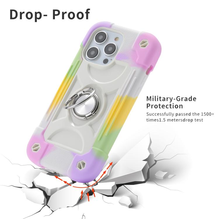 For iPhone 12 Pro Max Dual Ring 360 Degree Rotation Holder PC Hybrid Silicone Phone Case