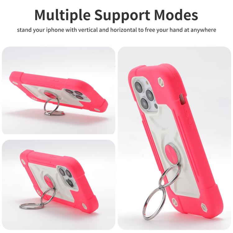 For iPhone 12 Pro Dual Ring 360 Degree Rotation Holder PC Hybrid Silicone Phone Case