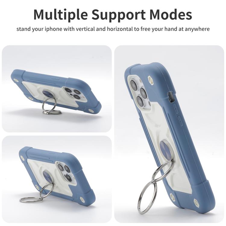 For iPhone 12 Dual Ring 360 Degree Rotation Holder PC Hybrid Silicone Phone Case