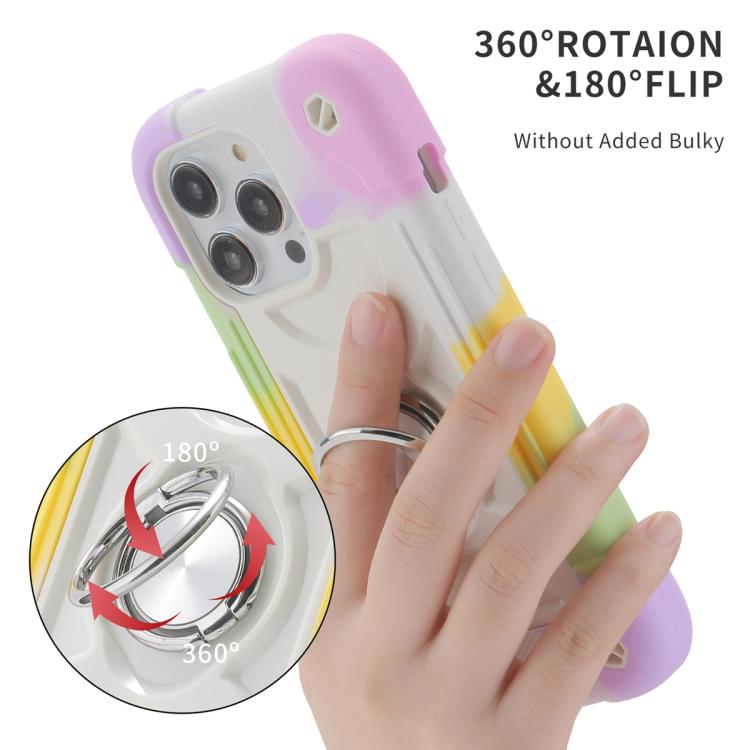 For iPhone 12 Dual Ring 360 Degree Rotation Holder PC Hybrid Silicone Phone Case