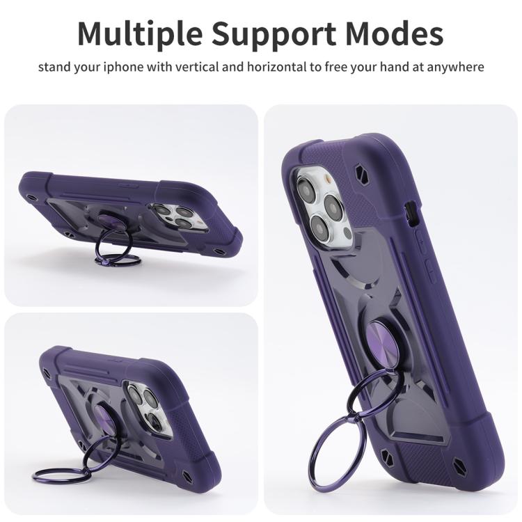 For iPhone 11 Pro Max Dual Ring 360 Degree Rotation Holder PC Hybrid Silicone Phone Case