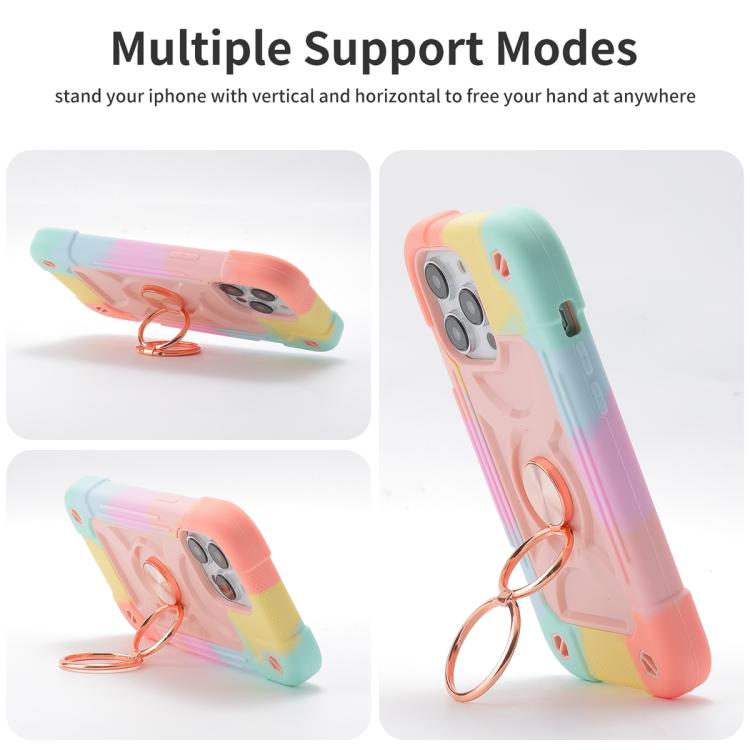 For iPhone 11 Dual Ring 360 Degree Rotation Holder PC Hybrid Silicone Phone Case