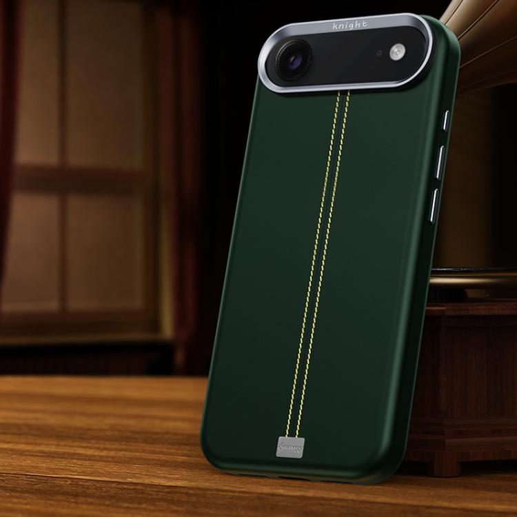 For iPhone Air Jazz Series Retro Vegan Leather Textured Metal Frame Magnetic Phone Case