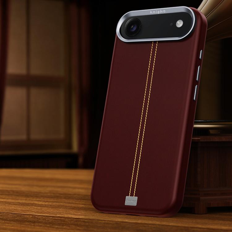 For iPhone Air Jazz Series Retro Vegan Leather Textured Metal Frame Magnetic Phone Case