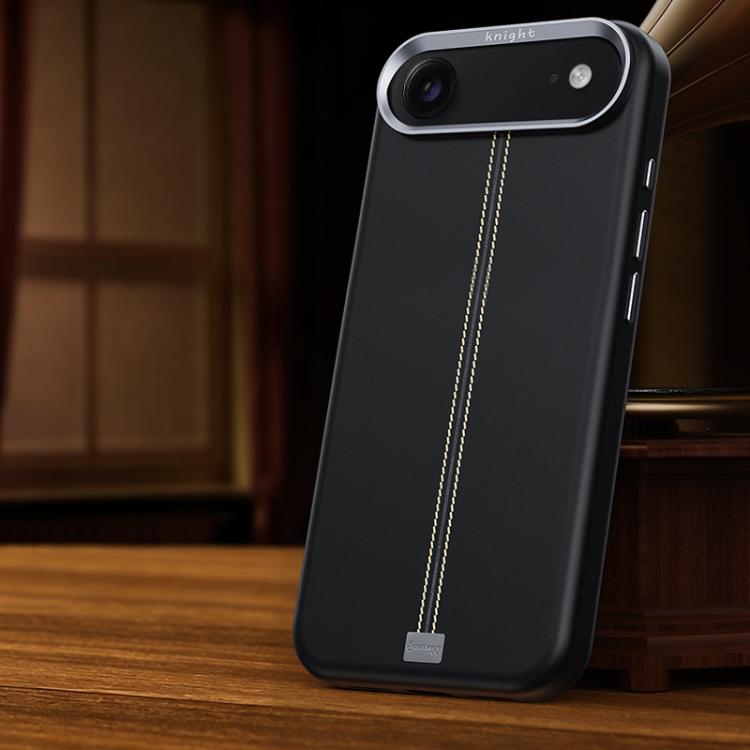 For iPhone Air Jazz Series Retro Vegan Leather Textured Metal Frame Magnetic Phone Case