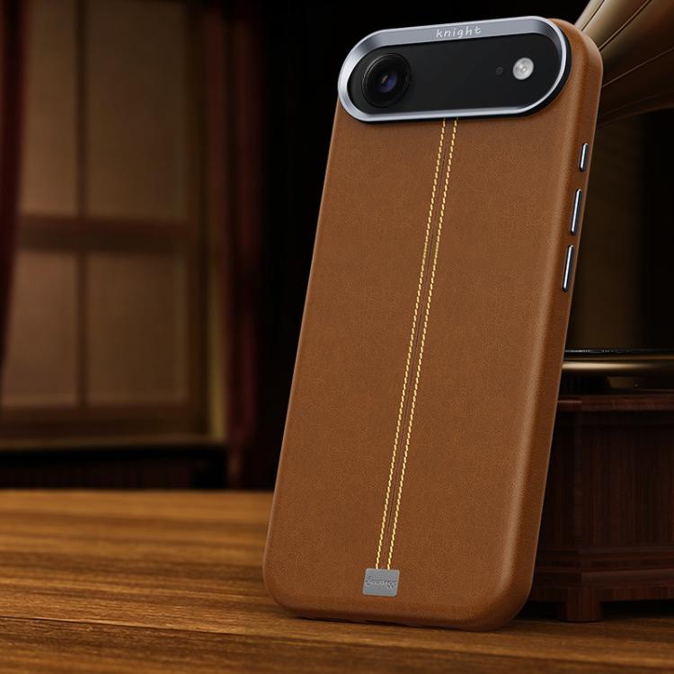 For iPhone Air Jazz Series Retro Vegan Leather Textured Metal Frame Magnetic Phone Case