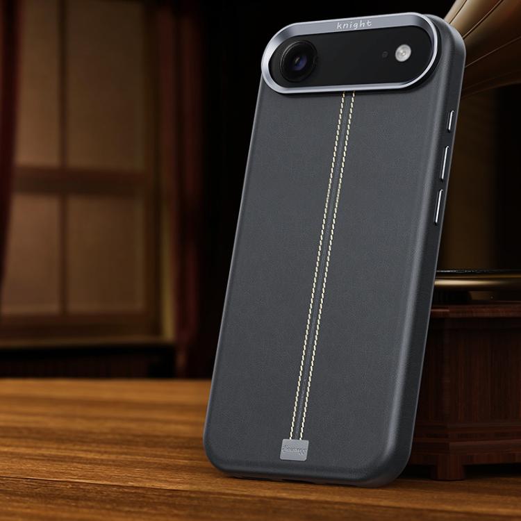 For iPhone Air Jazz Series Retro Vegan Leather Textured Metal Frame Magnetic Phone Case