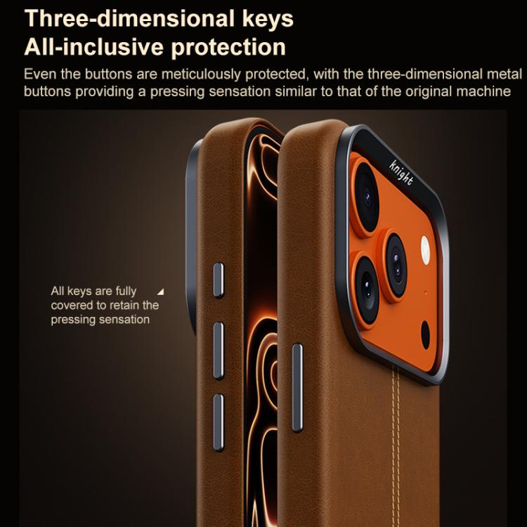 For iPhone Air Jazz Series Retro Vegan Leather Textured Metal Frame Magnetic Phone Case