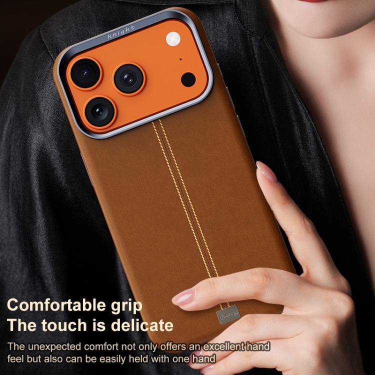 For iPhone 16 Plus Jazz Series Retro Vegan Leather Textured Metal Frame Magnetic Phone Case