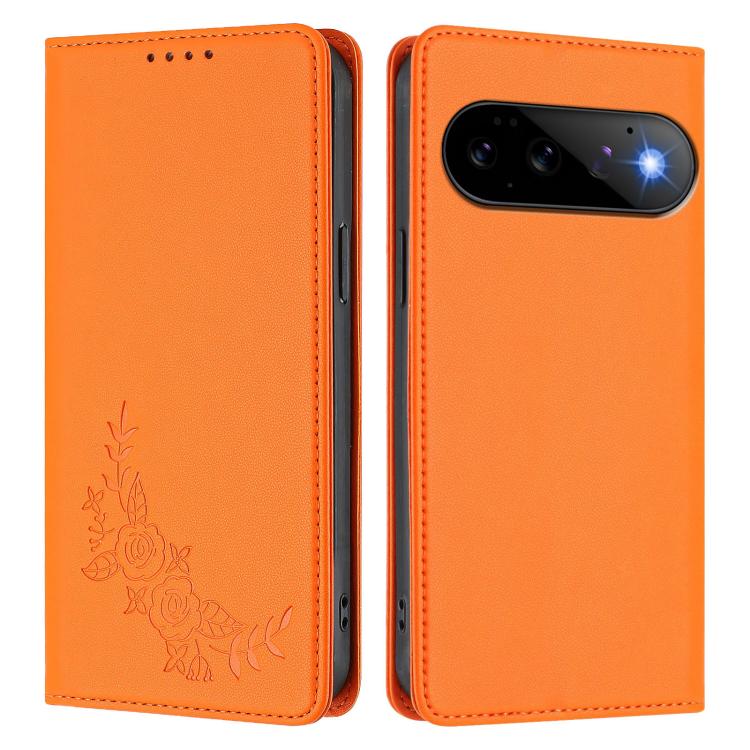 For Google Pixel 11 Pro / 11 Peony Embossed Magnetic RFID Vegan Leather Phone Case