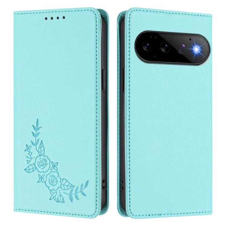 For Google Pixel 11 Pro / 11 Peony Embossed Magnetic RFID Vegan Leather Phone Case