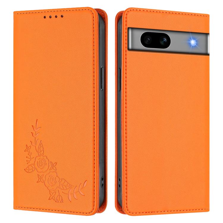 For Google Pixel 7a Peony Embossed Magnetic RFID Vegan Leather Phone Case