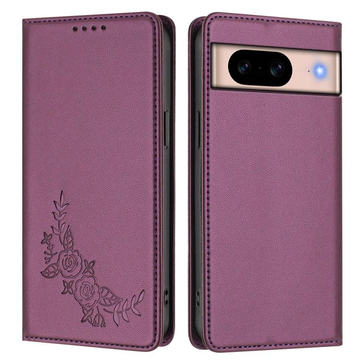 For Google Pixel 8a Peony Embossed Magnetic RFID Vegan Leather Phone Case