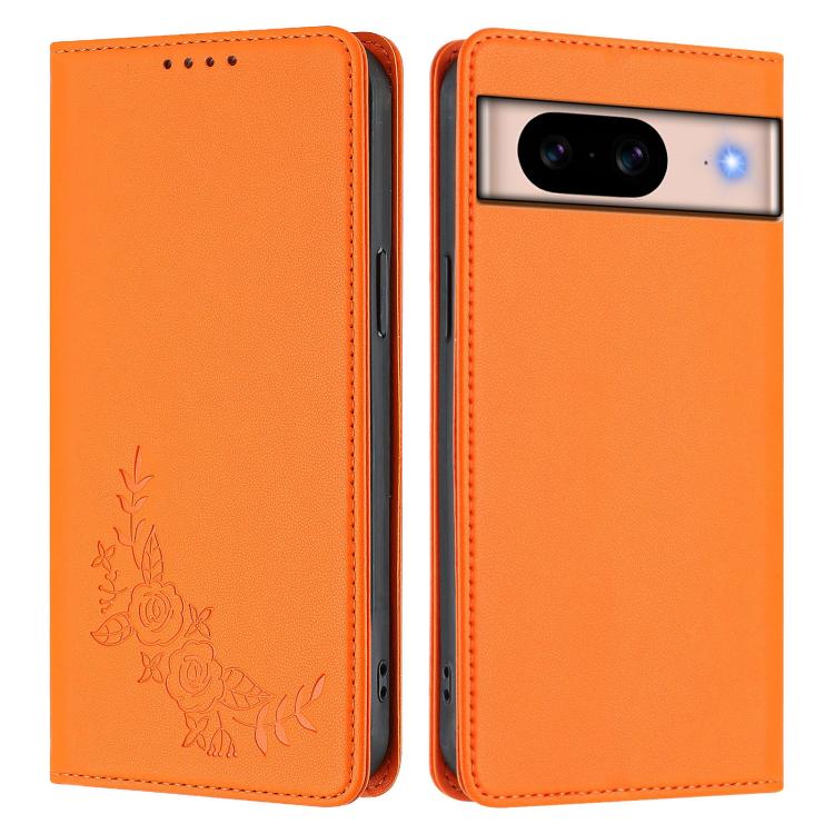 For Google Pixel 8a Peony Embossed Magnetic RFID Vegan Leather Phone Case