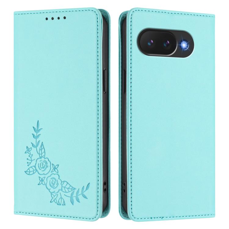 For Google Pixel 10a Peony Embossed Magnetic RFID Vegan Leather Phone Case
