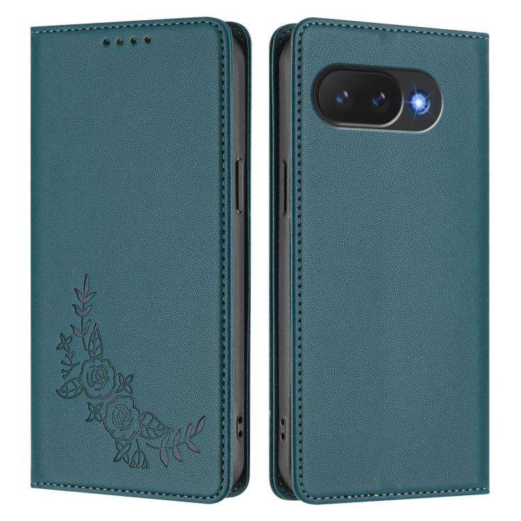 For Google Pixel 10a Peony Embossed Magnetic RFID Vegan Leather Phone Case