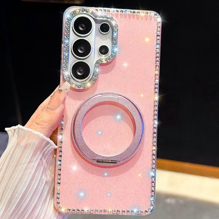 For Samsung Galaxy A37 5G Diamond IMD 360 Rotation Magnetic Metal Holder Phone Case
