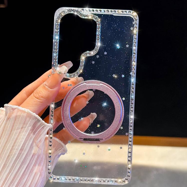 For Samsung Galaxy A57 5G Diamond IMD 360 Rotation Magnetic Metal Holder Phone Case