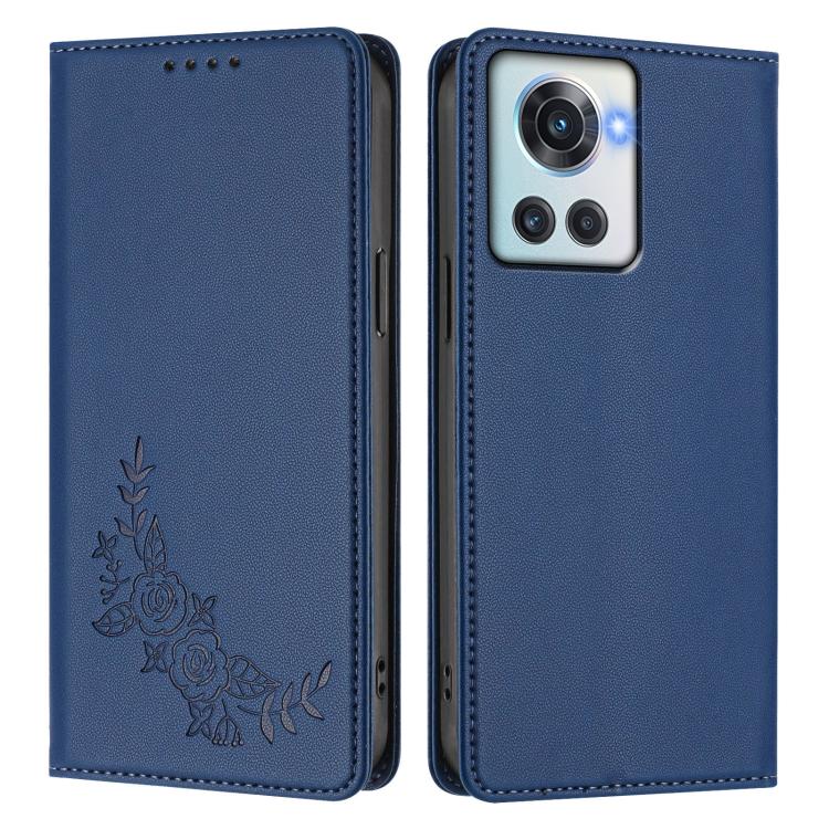 For OnePlus 10R / Ace Peony Embossed Magnetic RFID Vegan Leather Phone Case
