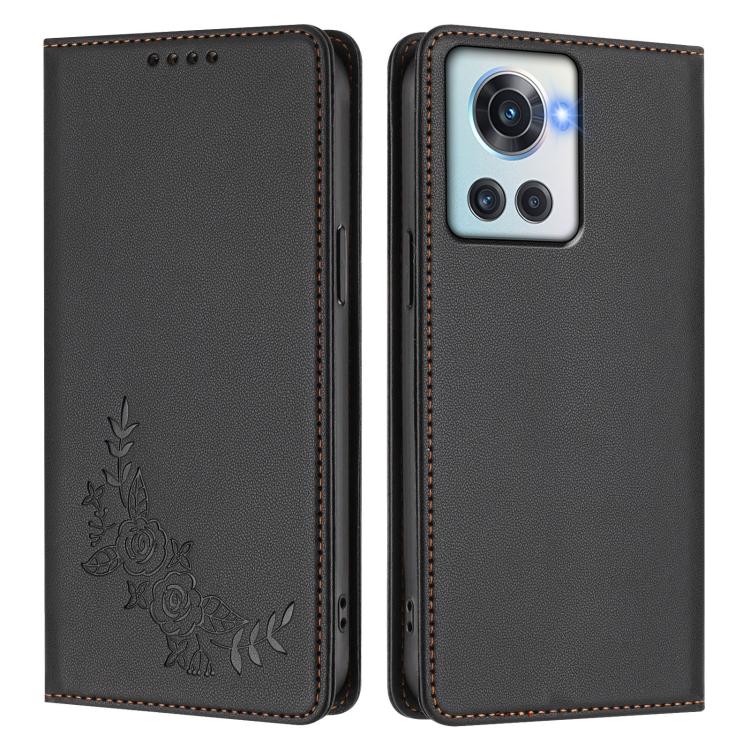 For OnePlus 10R / Ace Peony Embossed Magnetic RFID Vegan Leather Phone Case