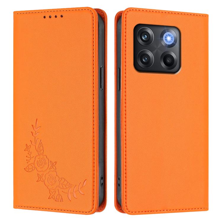 For OnePlus 10T 5G / Ace Pro Peony Embossed Magnetic RFID Vegan Leather Phone Case