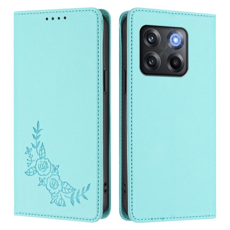 For OnePlus 10T 5G / Ace Pro Peony Embossed Magnetic RFID Vegan Leather Phone Case
