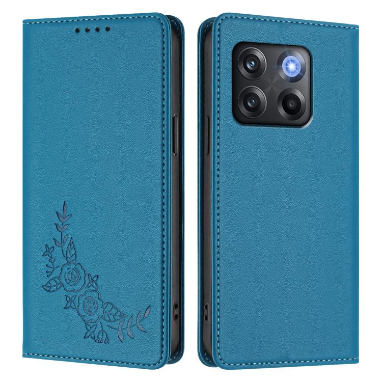 For OnePlus 10T 5G / Ace Pro Peony Embossed Magnetic RFID Vegan Leather Phone Case