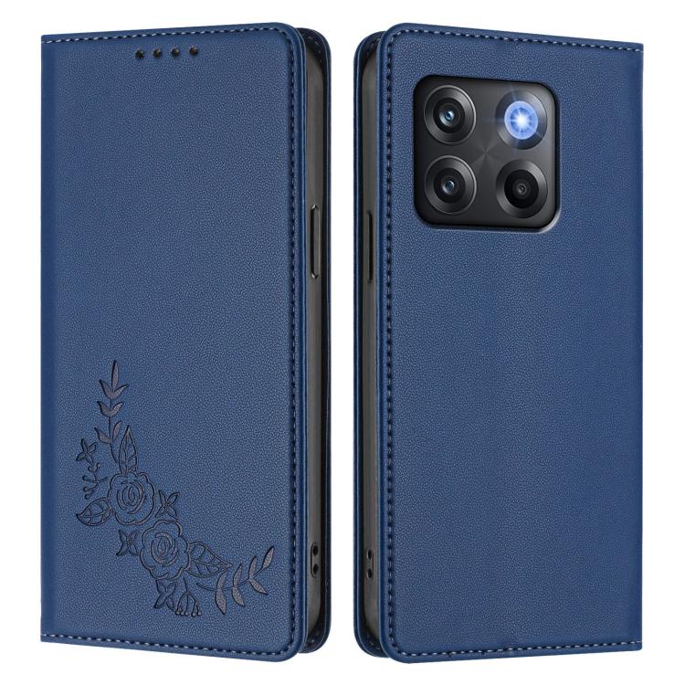For OnePlus 10T 5G / Ace Pro Peony Embossed Magnetic RFID Vegan Leather Phone Case