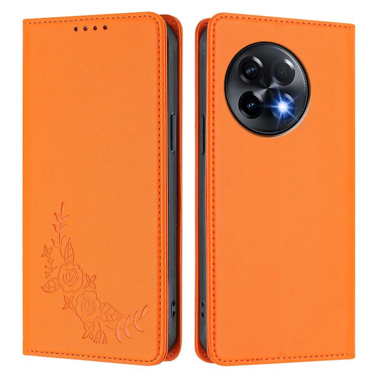 For OnePlus 11R 5G / Ace 2 5G Peony Embossed Magnetic RFID Vegan Leather Phone Case
