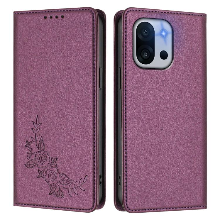 For OnePlus 13T 5G Peony Embossed Magnetic RFID Vegan Leather Phone Case