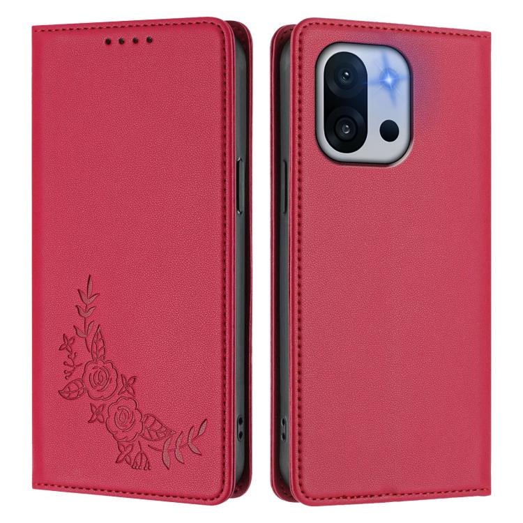For OnePlus 13T 5G Peony Embossed Magnetic RFID Vegan Leather Phone Case