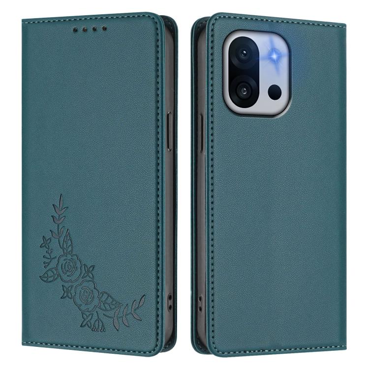 For OnePlus 13T 5G Peony Embossed Magnetic RFID Vegan Leather Phone Case